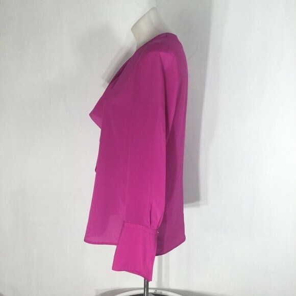 BANANA REPUBLIC Long Sleeve Cascade Ruffle Top Womens Bright Pink Size Small - Picture 5 of 12